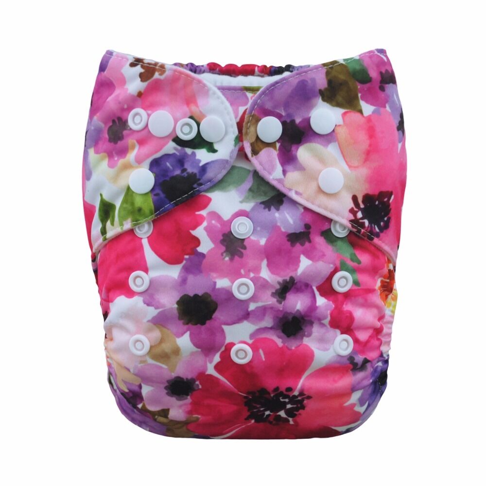 Pañal de Tela Unitalla Alva Baby - Flores Fucsia -Llegada 30 Julio aprox - Imagen 1