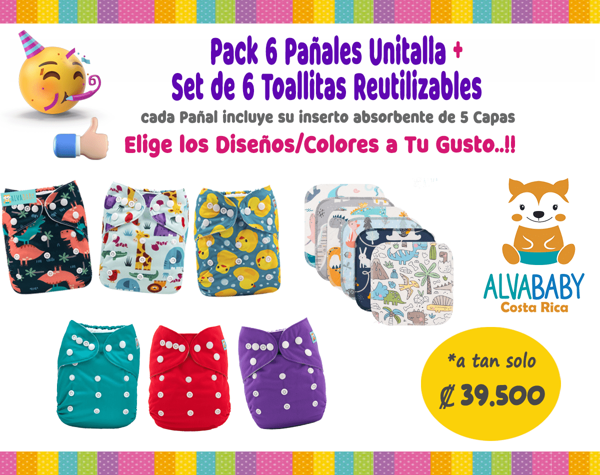 Pack 6 Pañles 2024 Pack de 6 Pañales Unitalla + Set de Toallitas Reutilizables - Exclusiva de Pre-Venta - Imagen 1