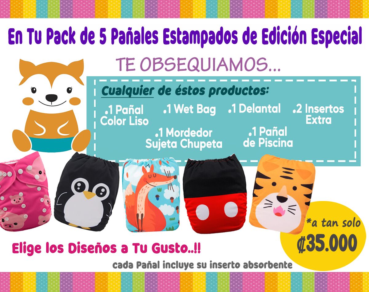 Aniversario - Pack de 5 Pañales Estampados de Edición Especial con Regalia - Exclusivo de Pre-Venta - Imagen 1