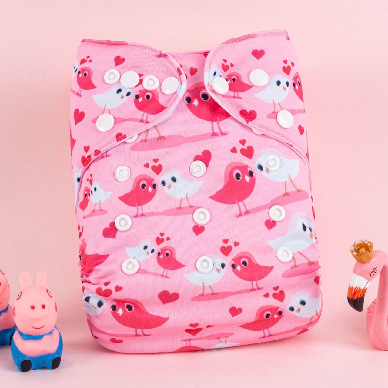 Pañal de Tela Unitalla Alva Baby - Estampado de Edición Especial - Pajaritos Rosa - Llegada 30 Julio aprox - Imagen 1