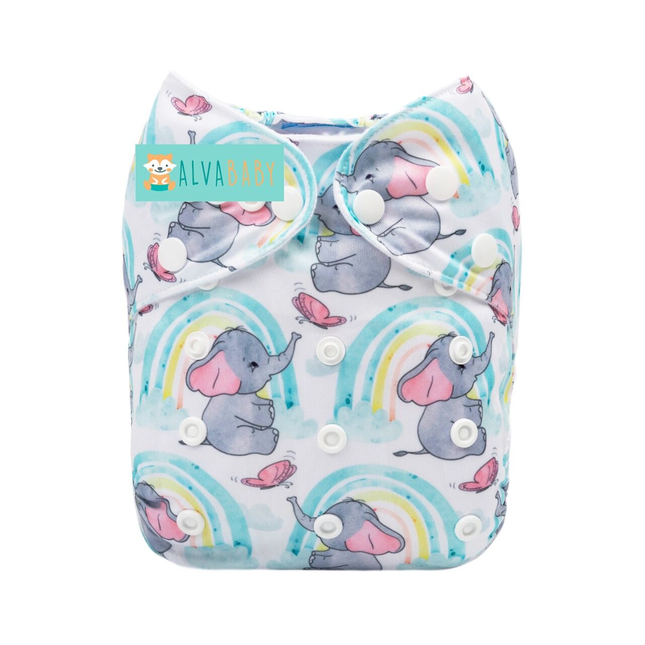 Pañal de Tela Unitalla Alva Baby  - Elefante Celeste - Edición Especial - Llegada 30 Julio aprox - Imagen 1