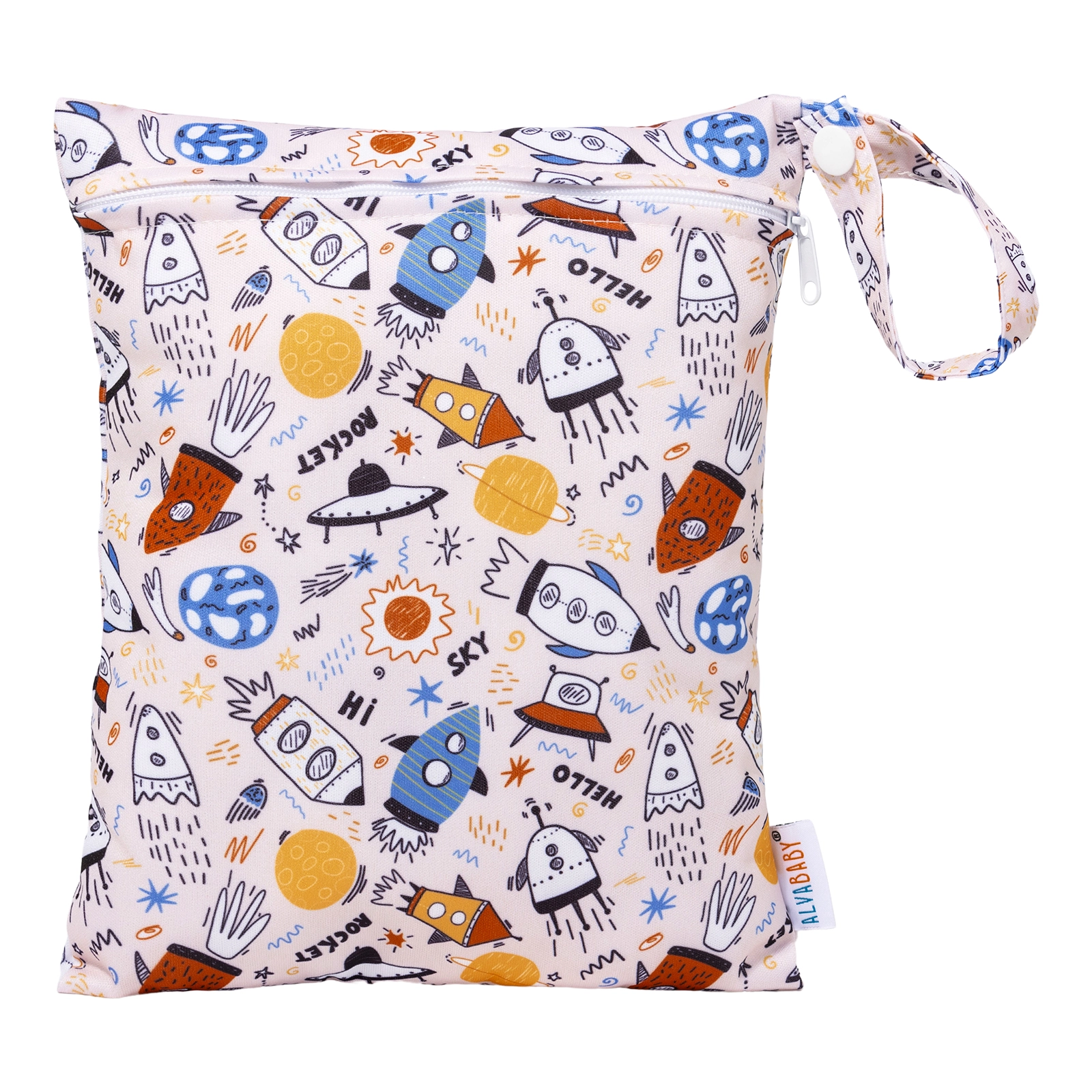 WetBag Pequeña - Capacidad 2 Pañales aprox - Bolsa para almacenar Pañales sucios - Cohetes - Imagen 1
