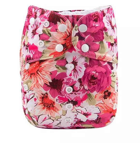 Pañal de Tela Big Size - Ajustable hasta los 6 años aprox - Flores Rosa - Imagen 1