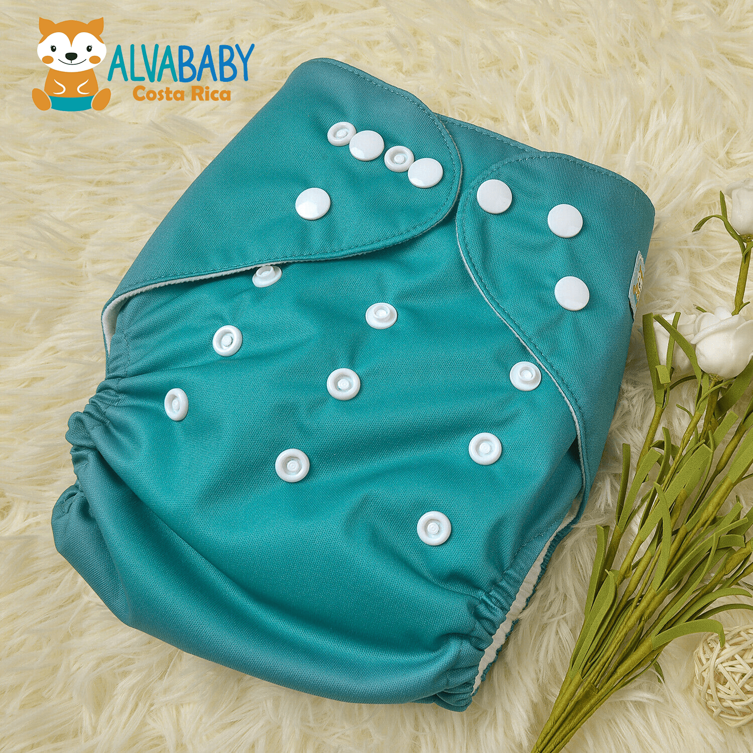 Nuevo verde turqueza Pañal de Tela Unitalla Alva Baby Liso - Verde Turqueza - Imagen 1